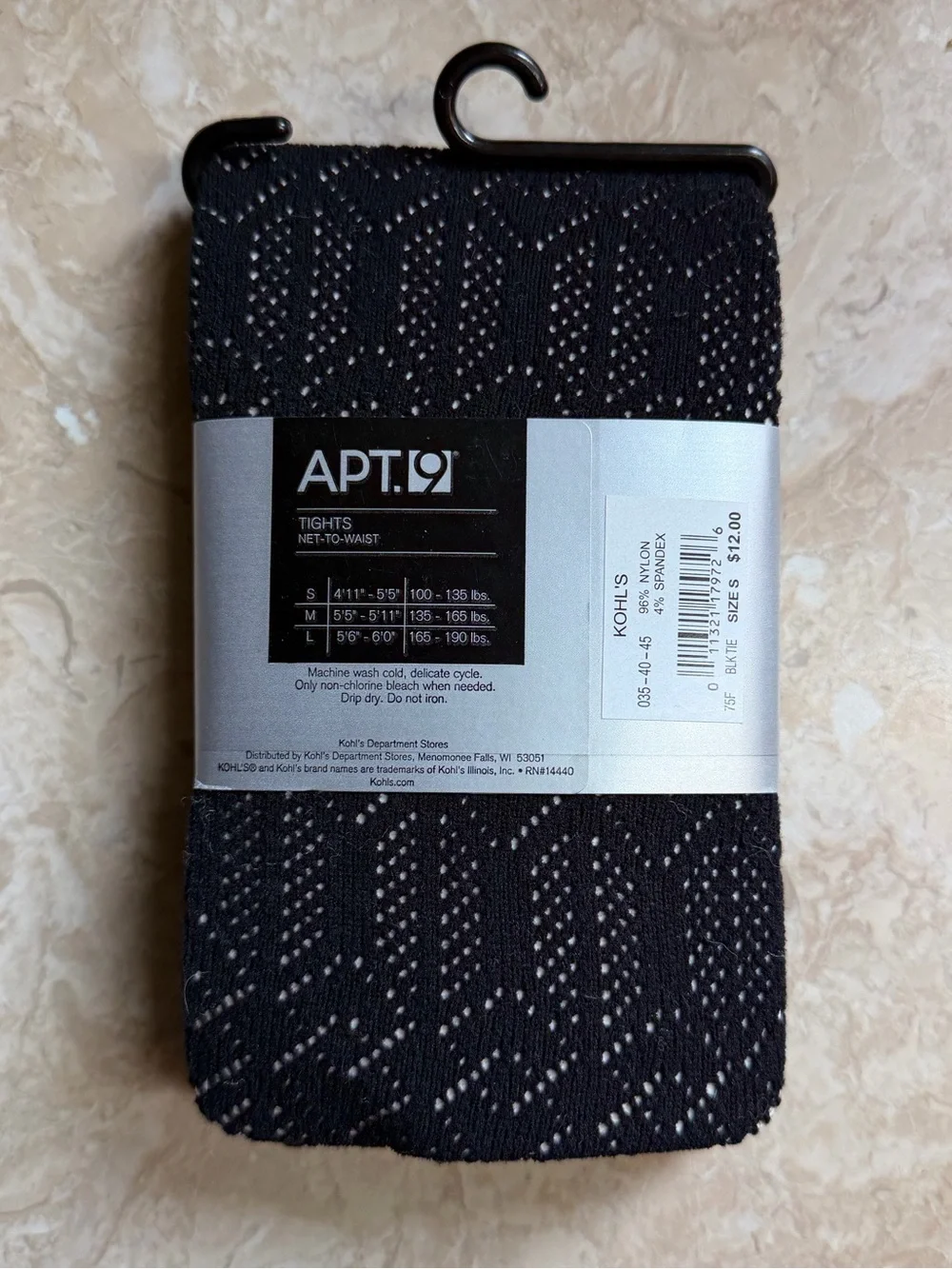 Apt 9 Tights Pattern Hosiery Pantyhose Small New with Tag